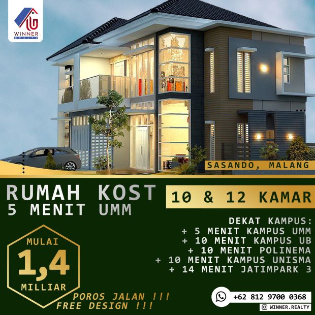 Rumah Kost Strategis Poros Jalan Raya Daerah Kampus