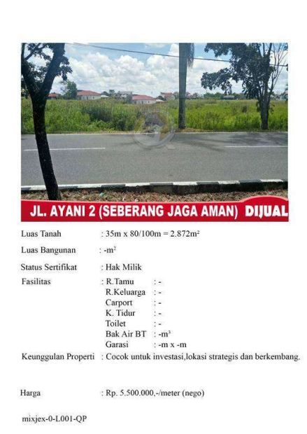 D Jual Tanah Siap Bangun D Jl Ayani 2 Lokasi Strategis Rame