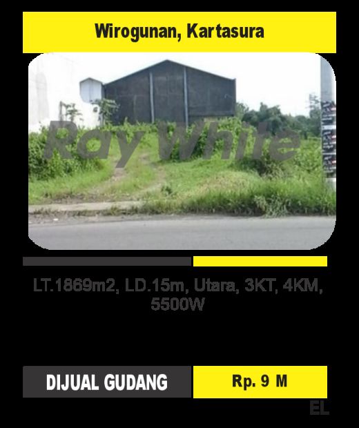 Jual Gudang Daerah Wirogunan Kartasura