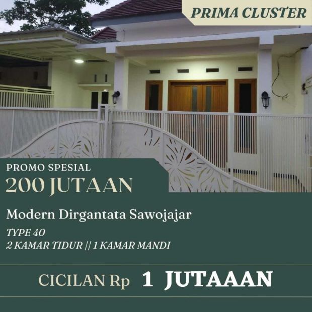 Rumah Modern Dirgantara Sawojajar Prima Cluster Jutaan Malang