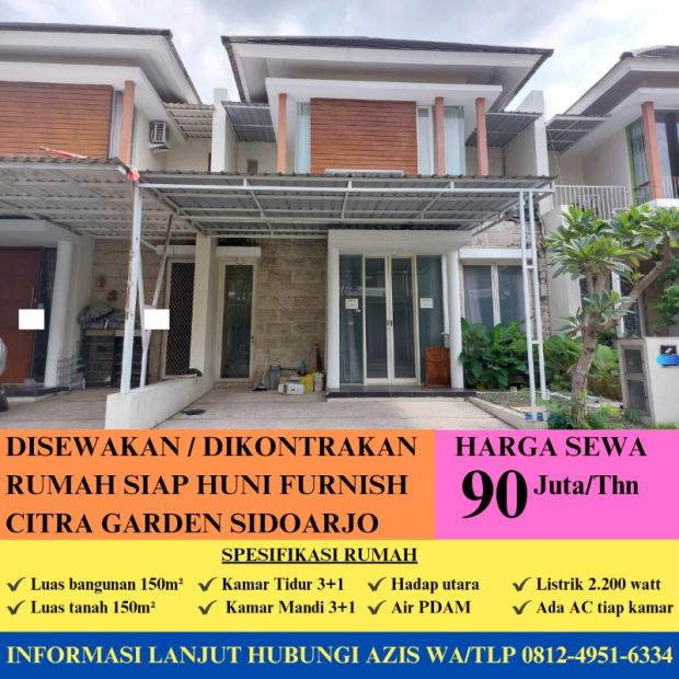 Sewa Kontrak Rumah Siap Huni Semi Furnish Lokasi Citra Garden Sidoarjo