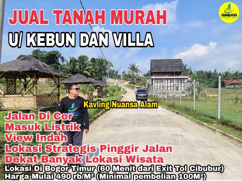 JUAL TANAH KAVLING KEBUN VILLA PINGGIR JALAN Lokasi Bogor Timur