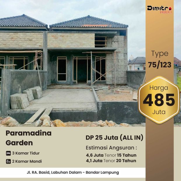 Perumahan New Paramadina Garden Dekat Pasar Untung Suropati B Lampung