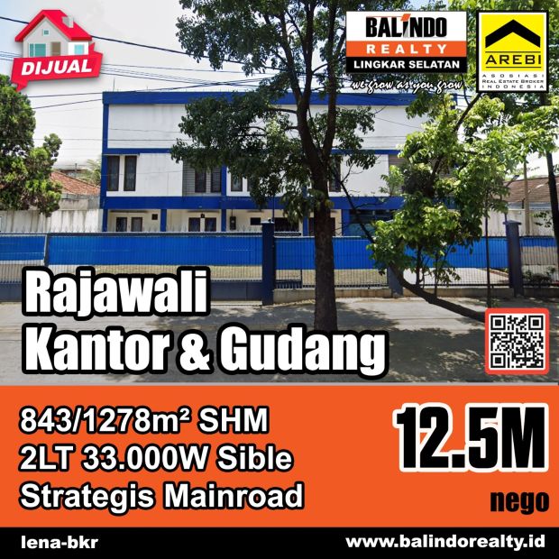 Dijual Eks Kantor Dan Gudang Di Jalan Rajawali Barat Mainroad