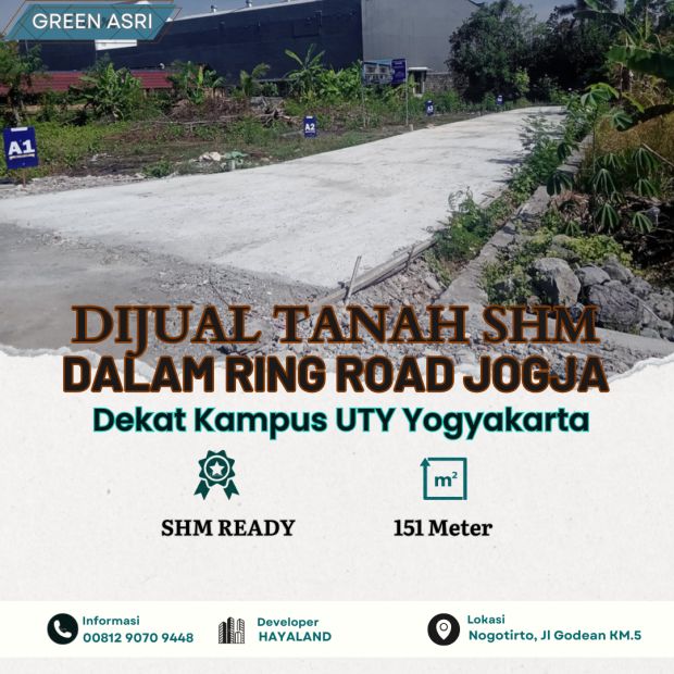 Dijual Tanah SHM Strategis 5 Menit Ke Ring Road Jogja