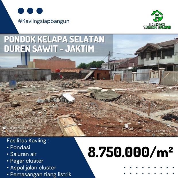 Tanah Kavling Siap Bangun Di Pondok Kelapa Selatan Duren Sawit