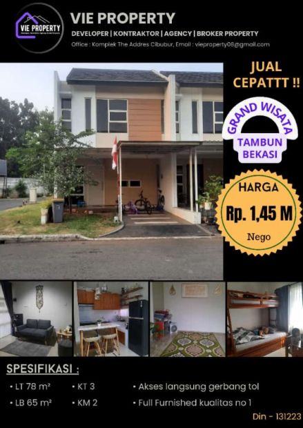 Jual Cepattt Rumah Hook Di Grand Wisata Tambun