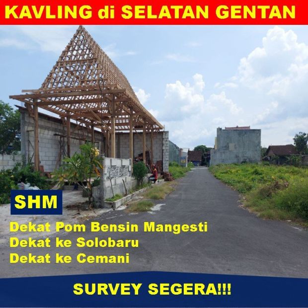 JUAL TANAH SERIFIKAT READY DI SELATAN PURBAYAN BAKI SUKOHARJO