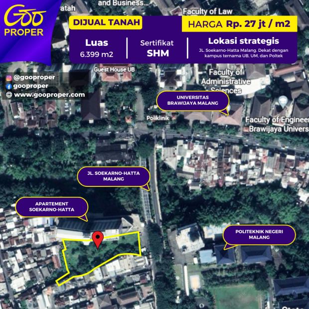 Harga Tanah Per Meter Di Jl Soekarno Hatta Malang