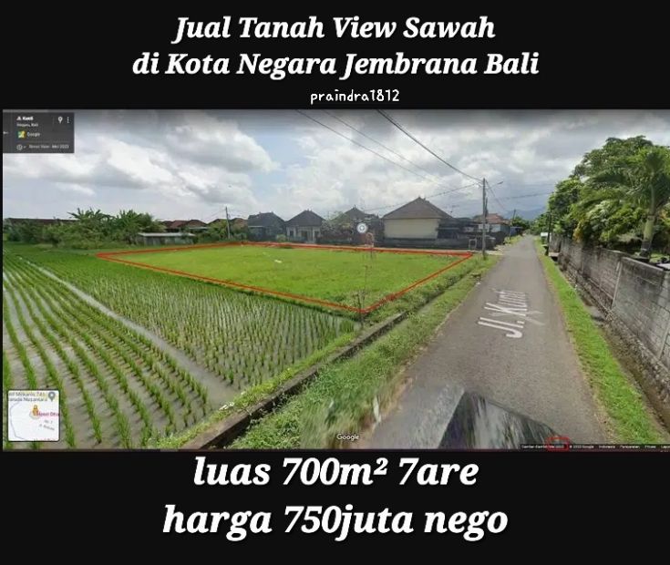 Jual Tanah View Sawah Di Kota Negara Jembrana Bali