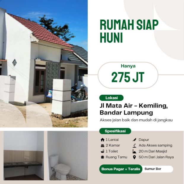 Rumah Nyaman Siap Huni Di Kemiling