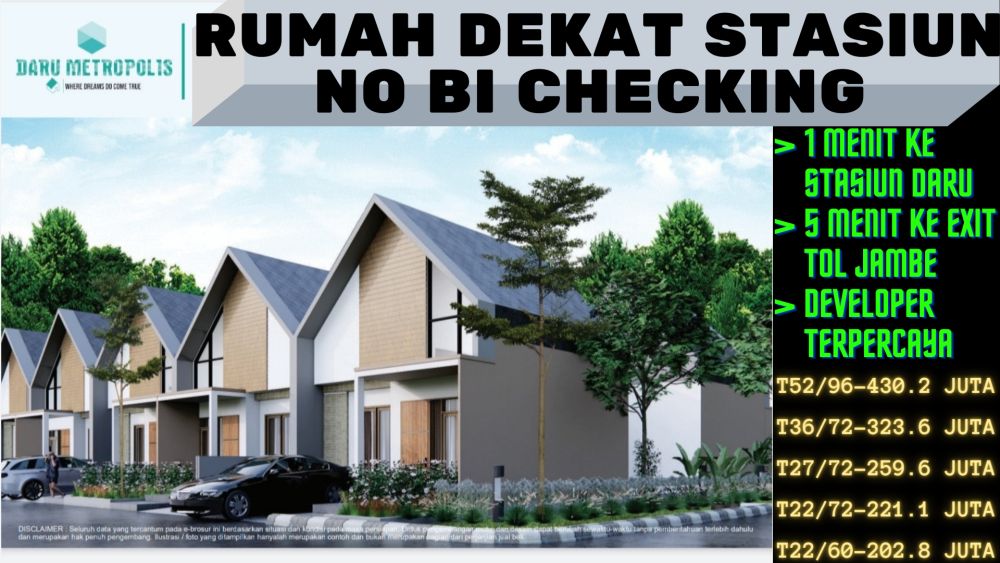 Rumah Tanpa Bi Checking Dekat Stasiun Daru Tol Jambe