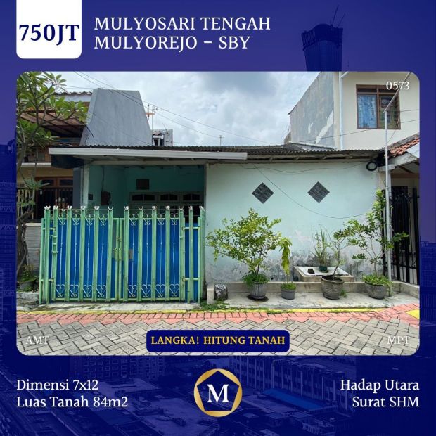 Rumah Hitung Tanah Mulyosari Tengah Surabaya Juta Shm Hadap Utara