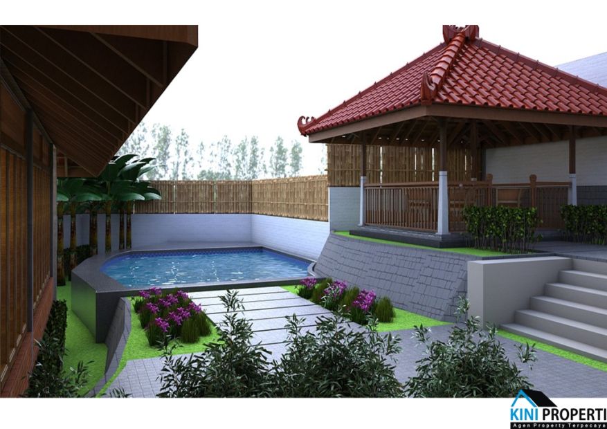 villa design tradisional model semi joglo