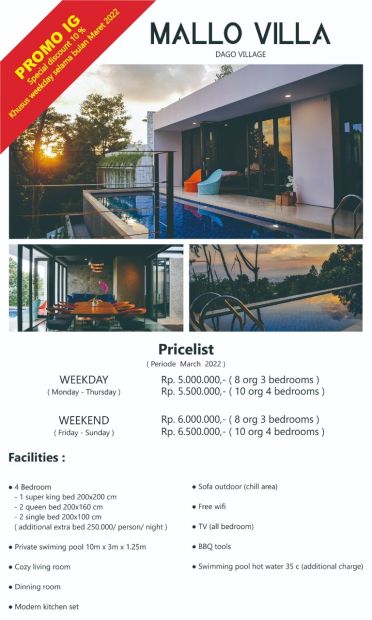 Sewa villa harian exclusive di Bandung