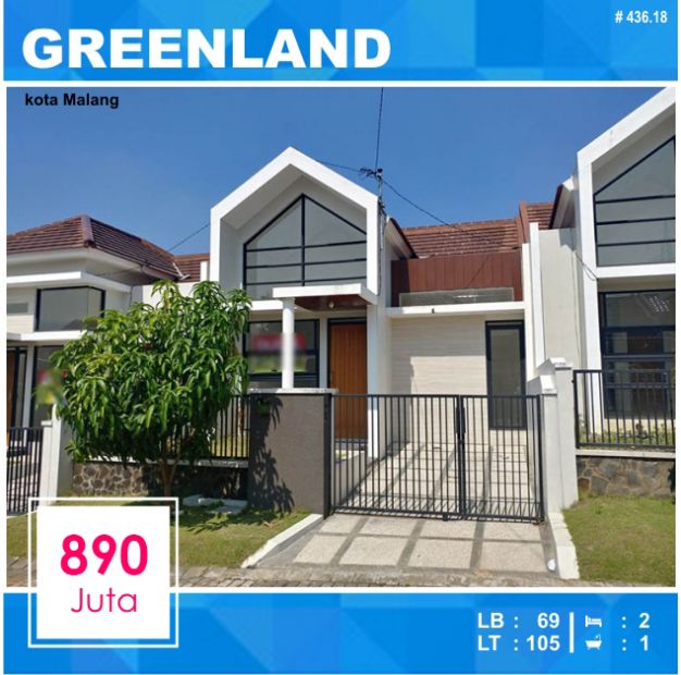 Rumah Baru Luas 105 di Greenland Tidar kota Malang _ 436.18