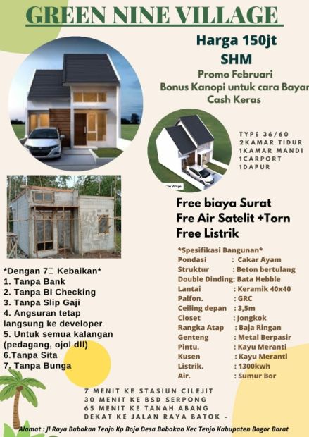 Telah Hadir Rumah Mewah Harga Murah Green Nine Village