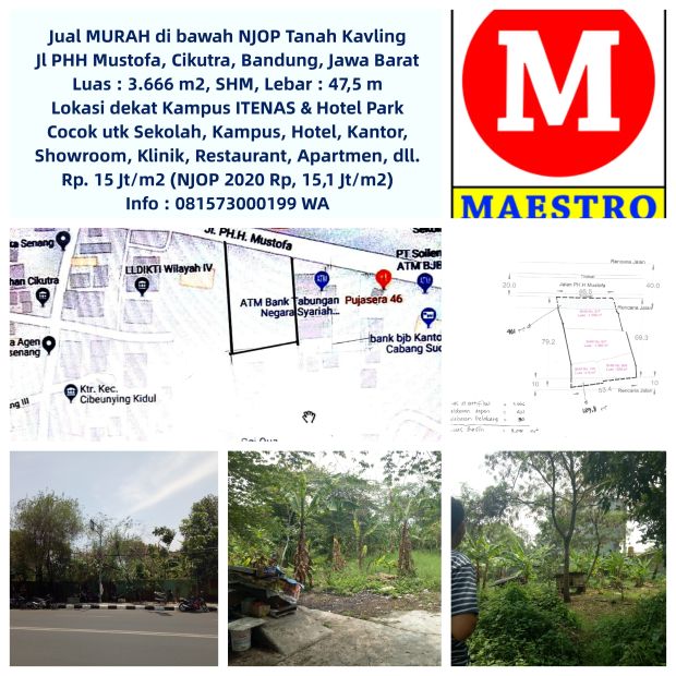 Dijual Tanah Di Area Pendidikan Di Jl PHH Mustofa, Cikutra, Bandung