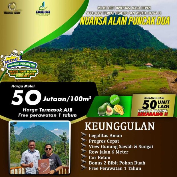 Di Jual Tanah View Gunung Jalur Puncak Dua