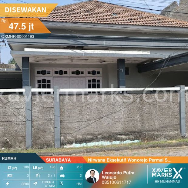 Rumah Hook Nirwana Eksekutif Wonorejo Permai Selatan Lebar X Meter