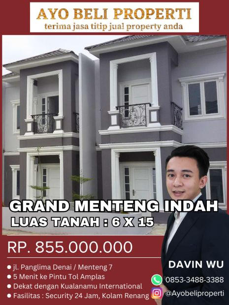 RUMAH MINIMALIS 2 LANTAI 6X15 DI KOMPLEK GRAND MENTENG INDAH SHM