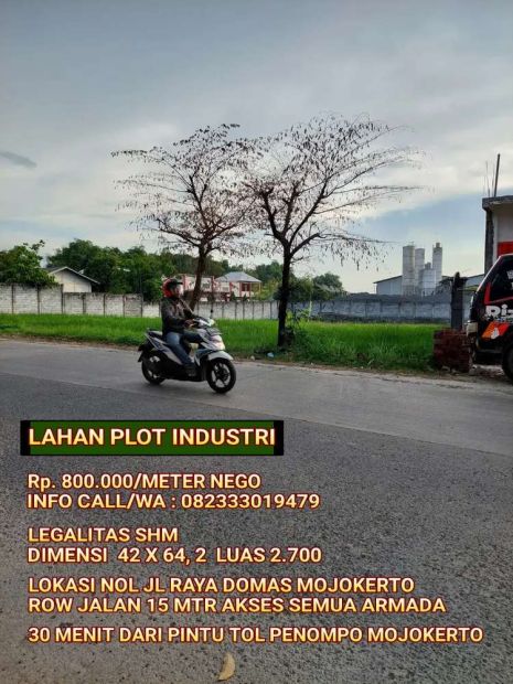 Lahan plot industri & pergudangan nol jl raya domas mojokerto