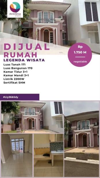 Dijual Cepat Rumah Di Perumahan Legenda Wisata Cibubur