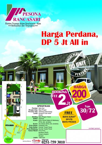 Dijual Cepat Rumah Murah Pesona Rancasari Bogor DP 5 Juta ...