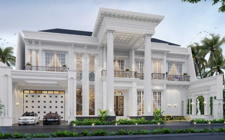  Rumah sangat mewah  di Sriwijaya Raya model Putih klasik