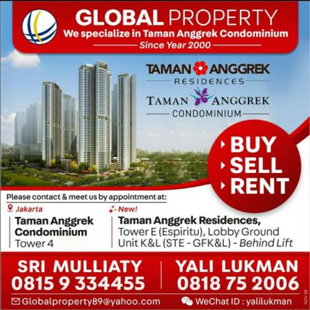 Murah Banget Studio Middle Floor di Taman Anggrek  Residences