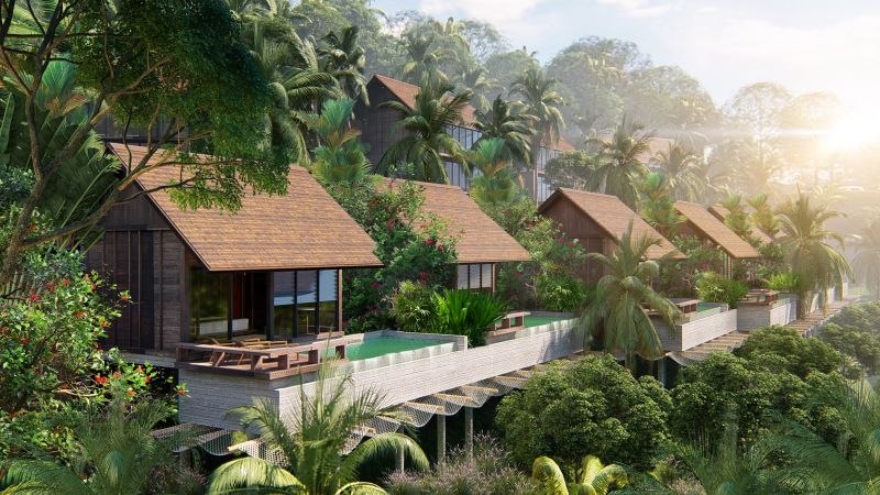 Villa Mewah di  Ubud dengan View Sungai Hutan  dan Sawah Hijau