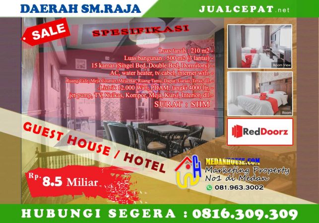 RUKO DIJUAL  Guest House Hotel Aktif di medan 15 Tempat  