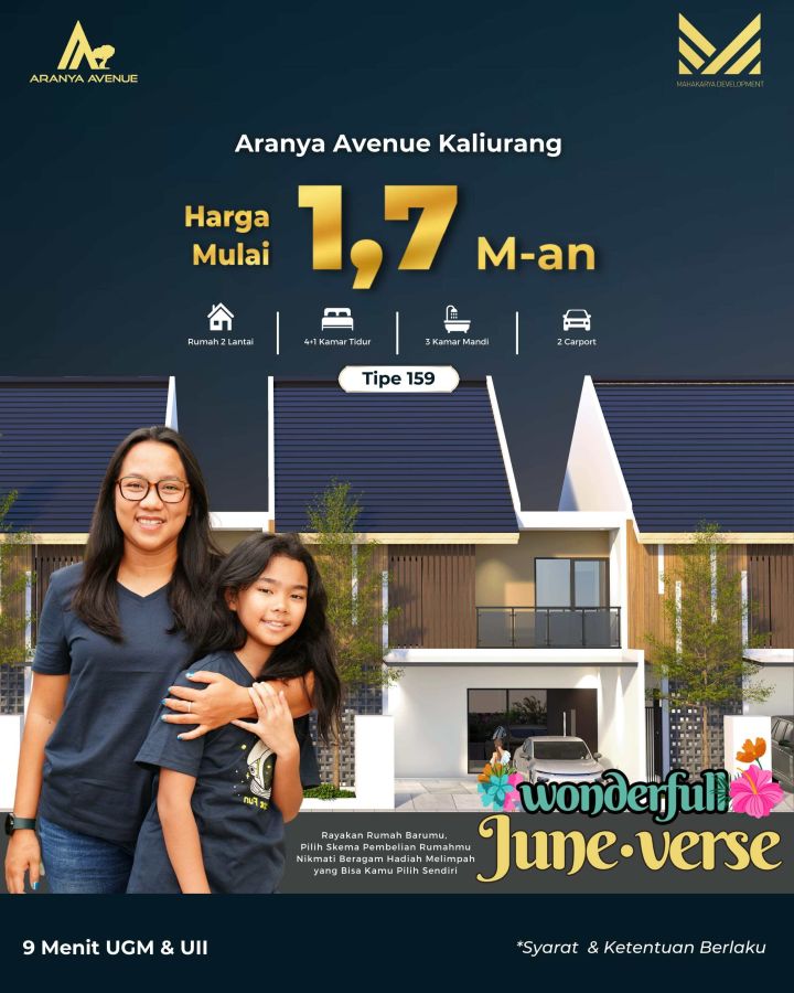 Rumah Baru SHM Type 159 Aranya Avenue Dekat Kampus UGM Jogja