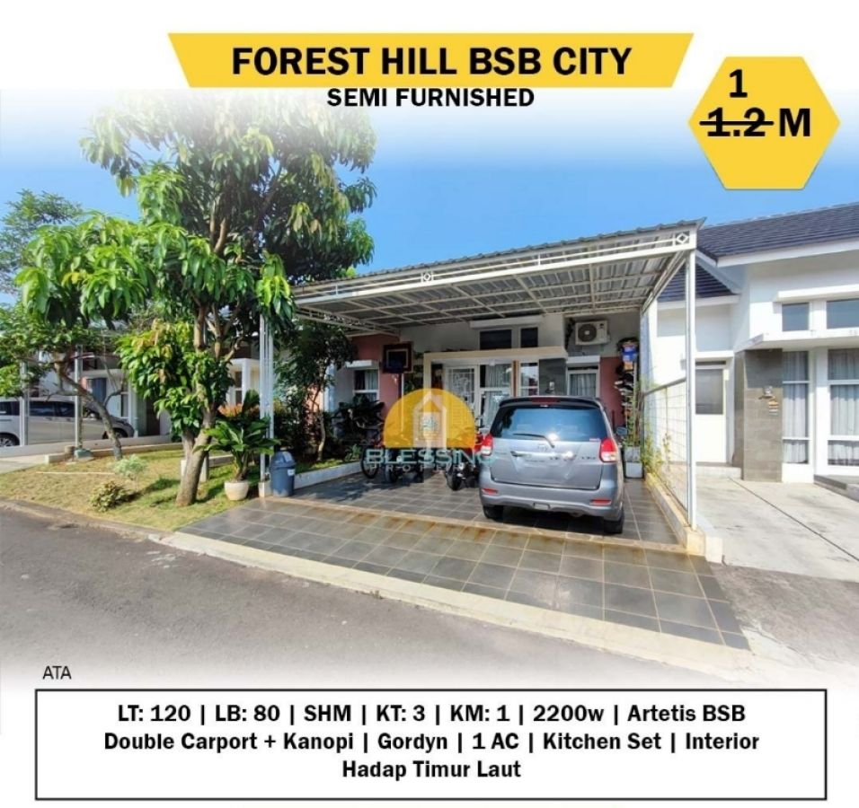 Dijual Rumah Murah Semi Furnished di Forest Hill BSB City Semarang