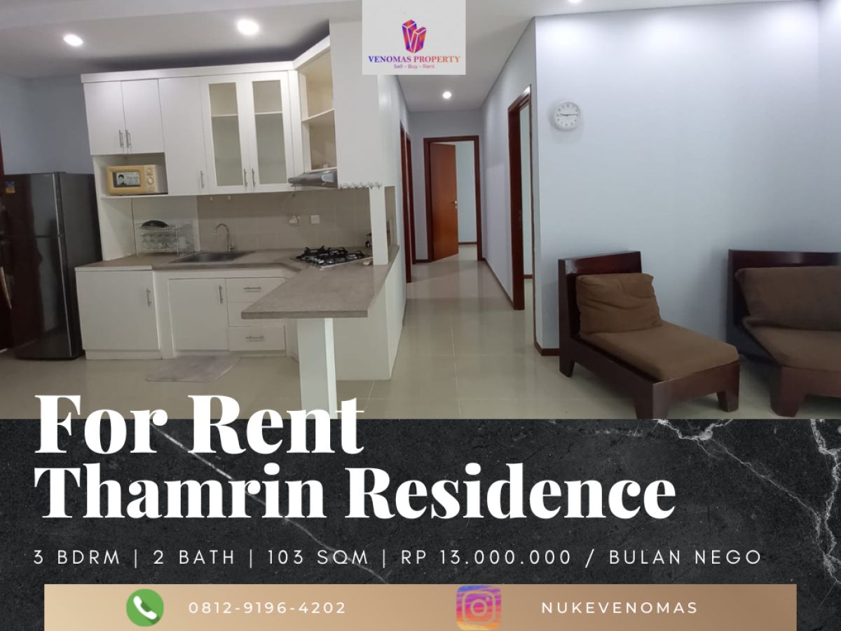 Disewakan Apartement Thamrin Residence 3BR Furnished Tower D View Pool