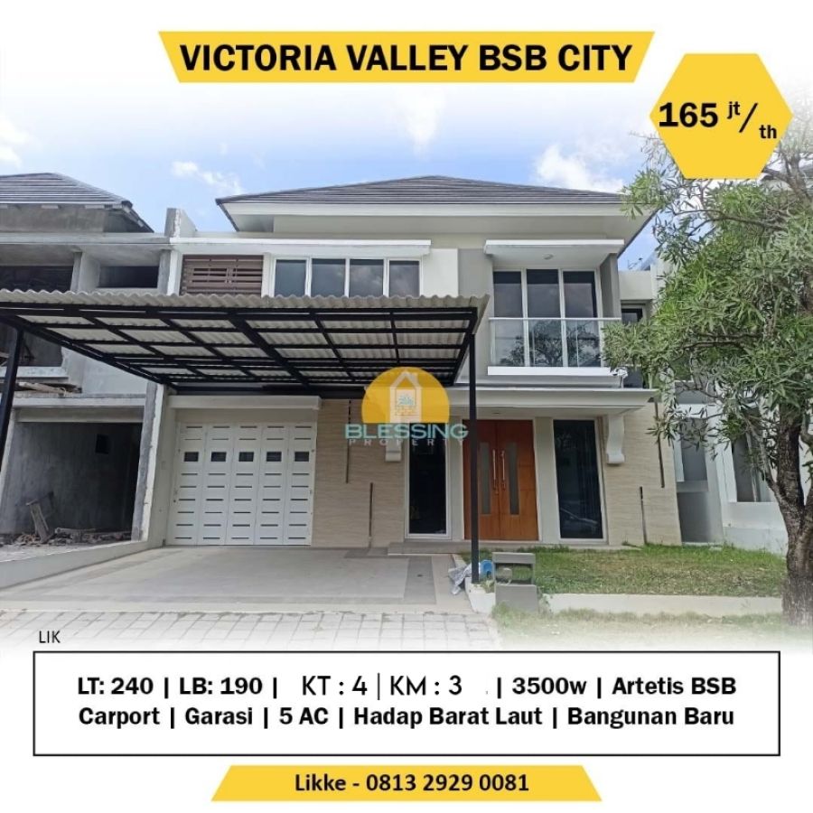 Disewakan Rumah Baru Gress di Victoria Valley BSB City Semarang