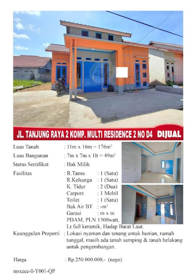 Rumah Tanjung raya 2 Komp.Multi Residences