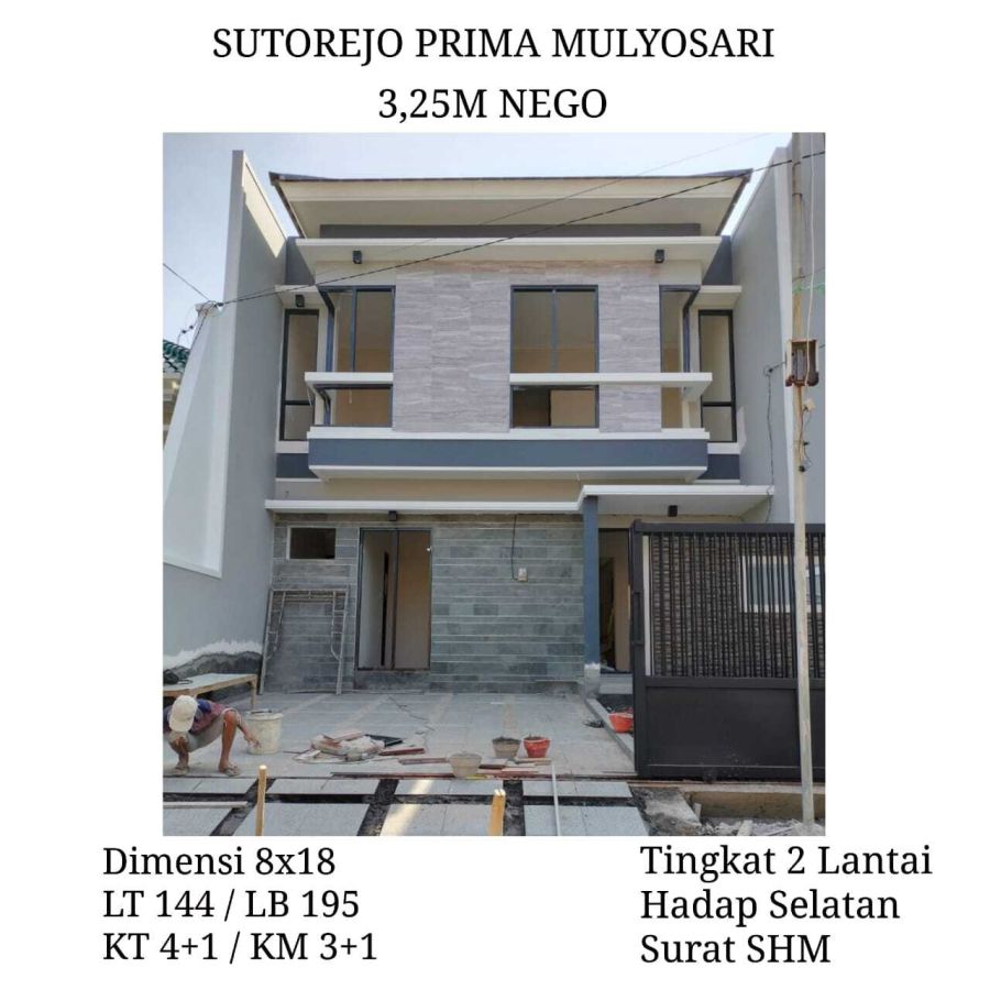 Dijual Rumah Baru Sutorejo Prima Mulyosari Surabaya 3.25M Nego SHM