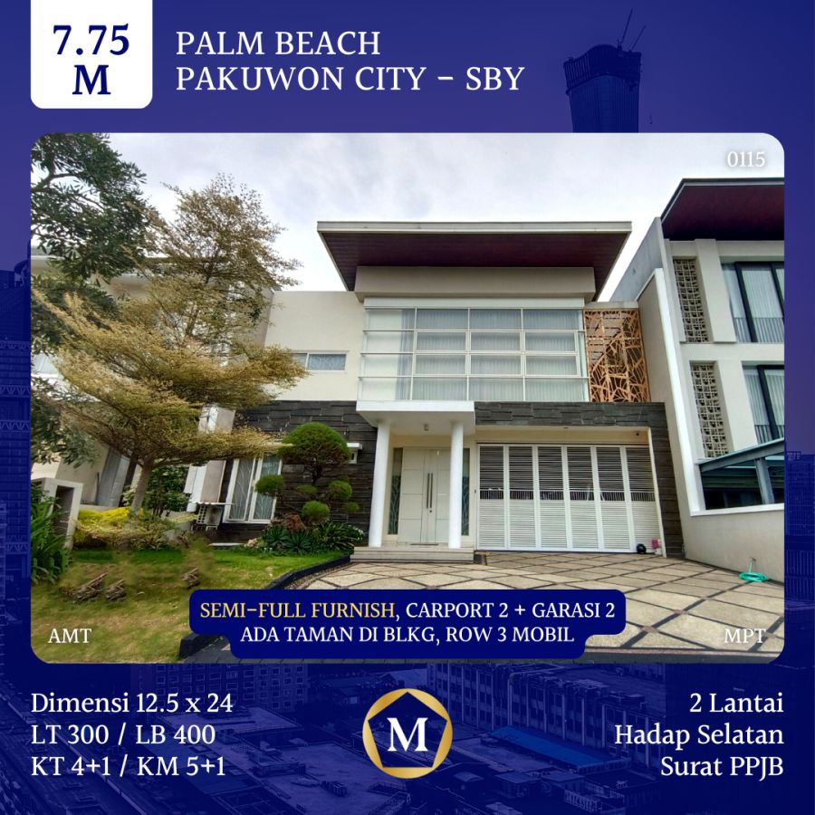 Rumah Pakuwon City Palm Beach Semi Furnish Siap Huni Surabaya Timur