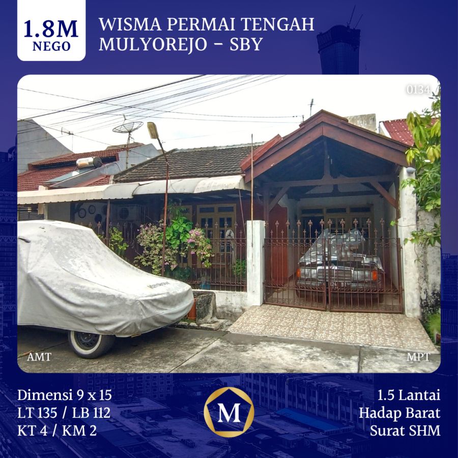 Jual Rumah Wisma Permai Tengah Mulyorejo Surabaya Barat 1,8M NEGO