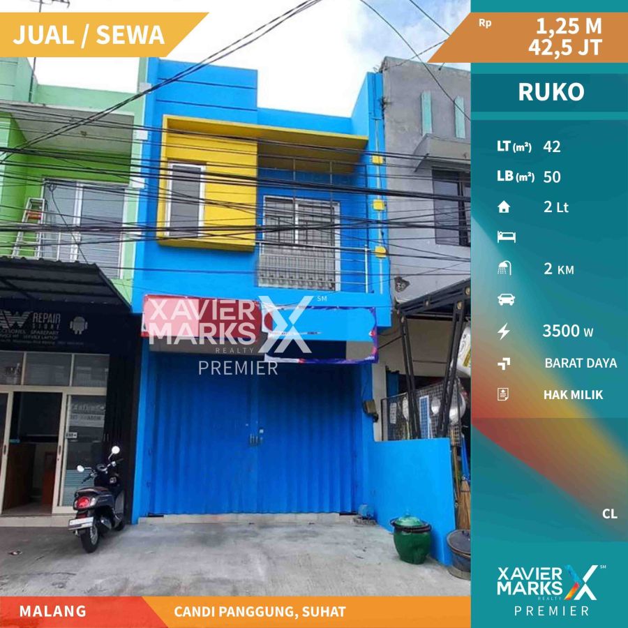 Dijual Ruko di Jalan Candi Panggung Soekarno Hatta Malang