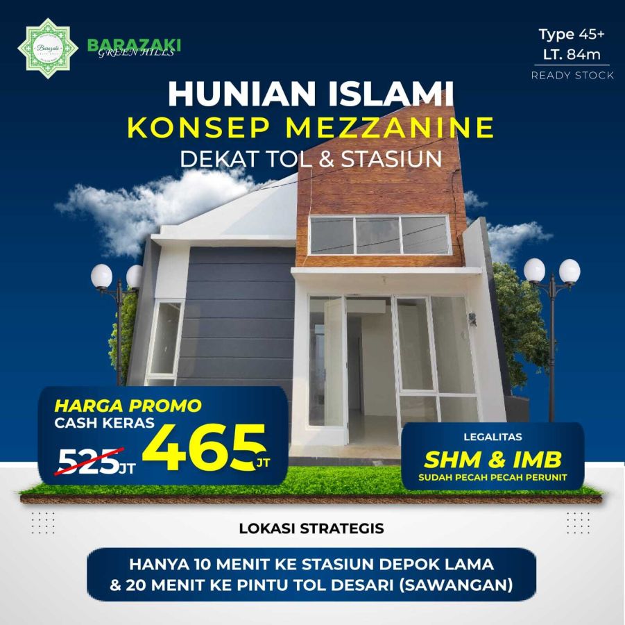 Rumah Dijual Barazaki Green Hills Cipayung Depok Bonus Mezanin