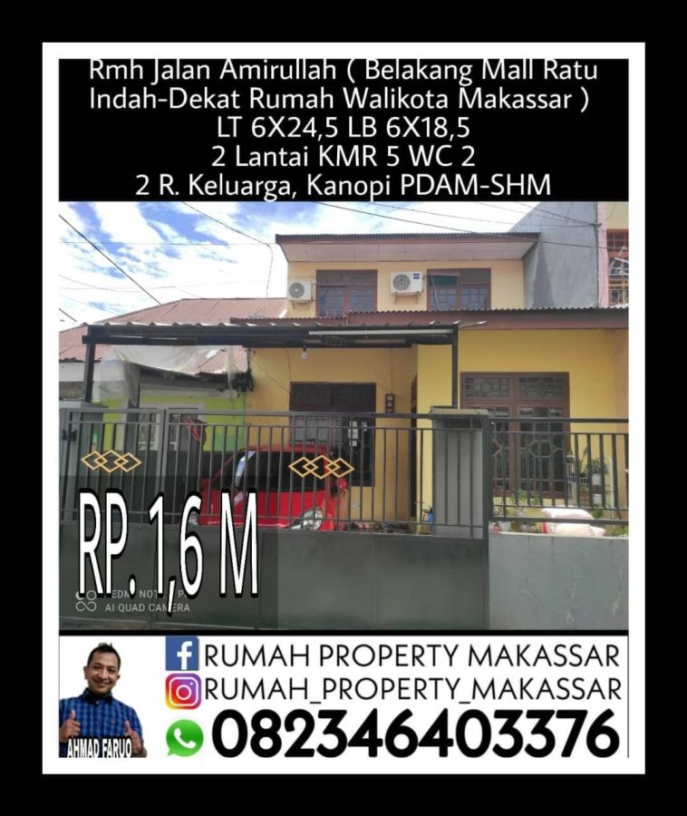 Rmh Jl. Amirullah Belakang Mall Ratu Indah 6X24.5 LB6X18.5 Kmr 5 WC2