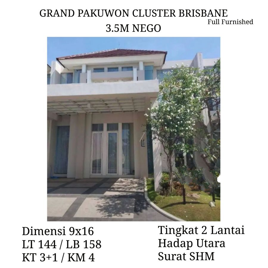 Rumah Grand Pakuwon Tandes Surabaya Full Furnished SHM Siap Huni 2 lt