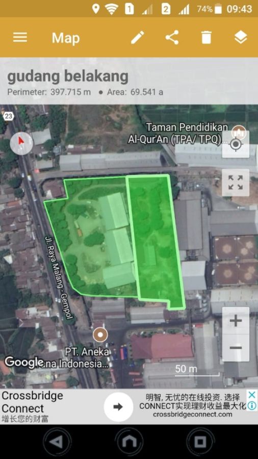 Gudang Nol Jalan Raya Surabaya-Gempol 1,7 Hektar