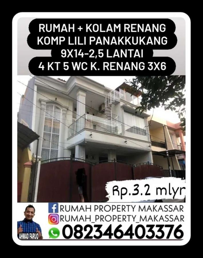 Rmh+Kolam Renang K. Lili Panakkukang9X14-2,5Lti4KT5WC K.Renang 3X6