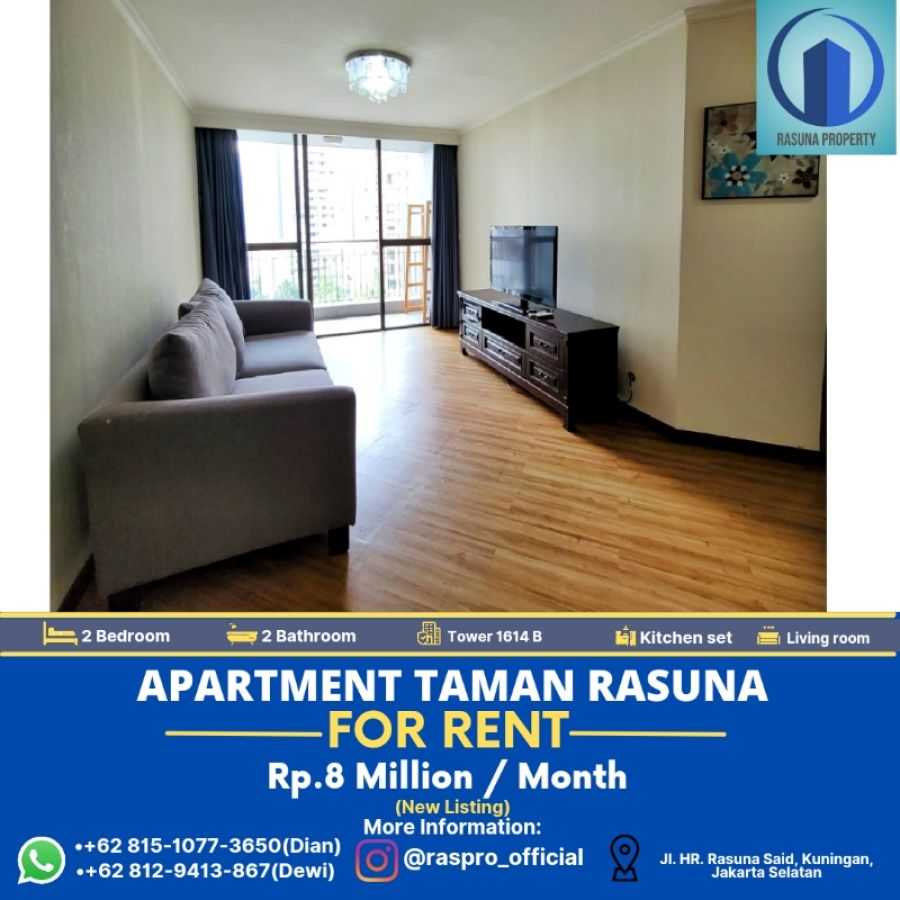 Apartment Taman Rasuna, For Rent, 2 Br, Full Furnished, Bagus