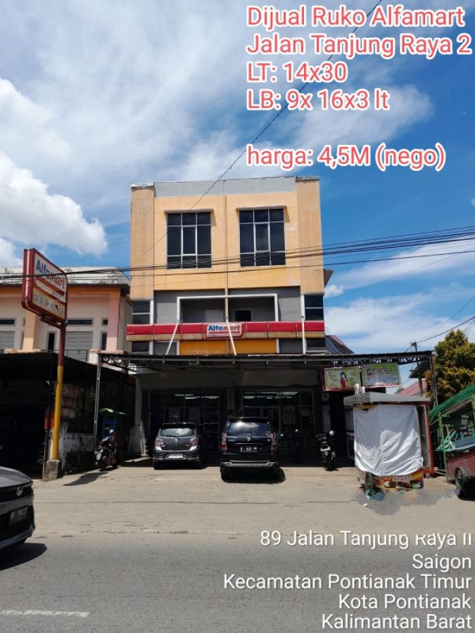 Dijual Cepat Ruko Alfamart Jalan Tanjung Raya 2,strategis
