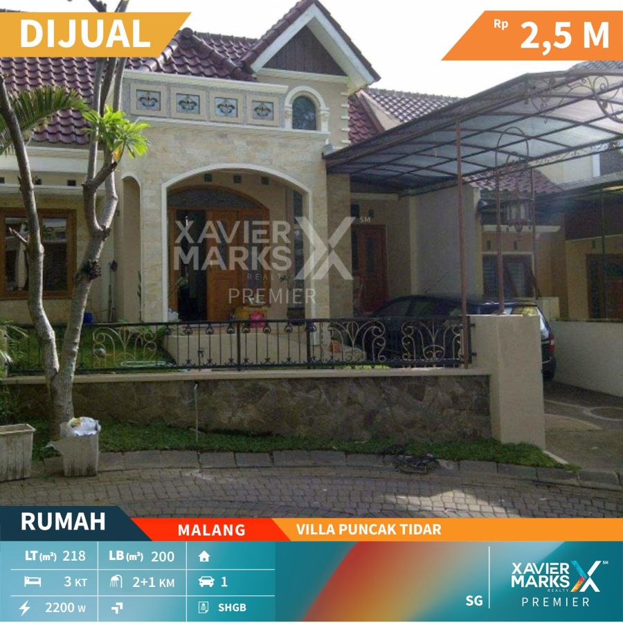 Dijual Rumah Terawat model Semi Mediteran di Villa Puncak Tidar Malang