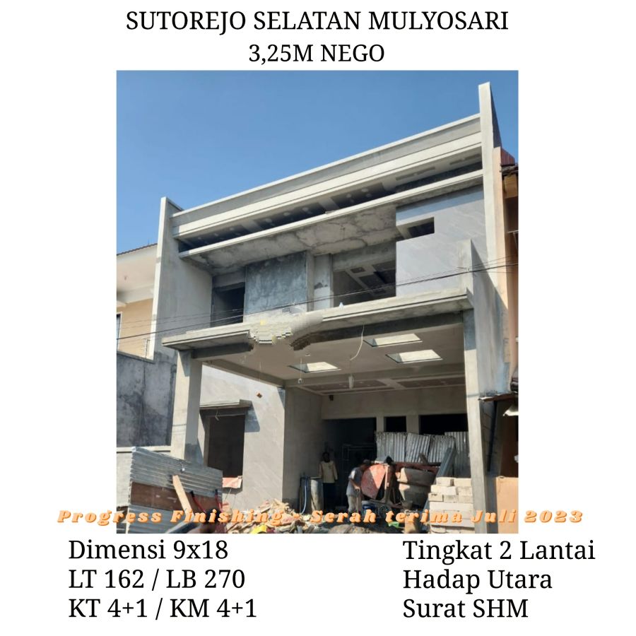 Rumah Sutorejo Surabaya Baru Modern SHM 2 Lantai Lebar 9 dkt Mulyosari